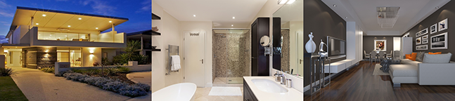 Images of interior and exterior shots of houses